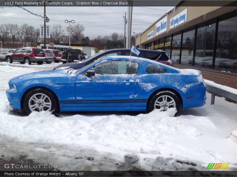 Grabber Blue / Charcoal Black 2013 Ford Mustang V6 Premium Coupe