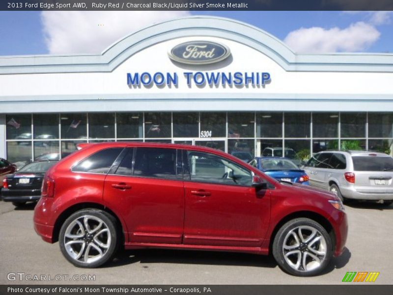 Ruby Red / Charcoal Black/Liquid Silver Smoke Metallic 2013 Ford Edge Sport AWD
