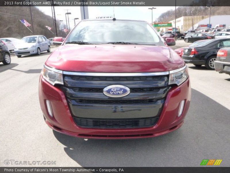Ruby Red / Charcoal Black/Liquid Silver Smoke Metallic 2013 Ford Edge Sport AWD