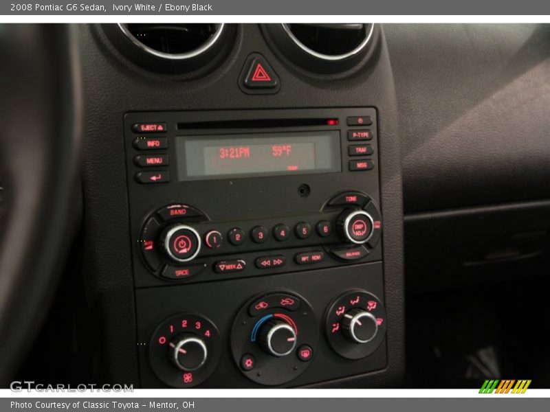 Ivory White / Ebony Black 2008 Pontiac G6 Sedan