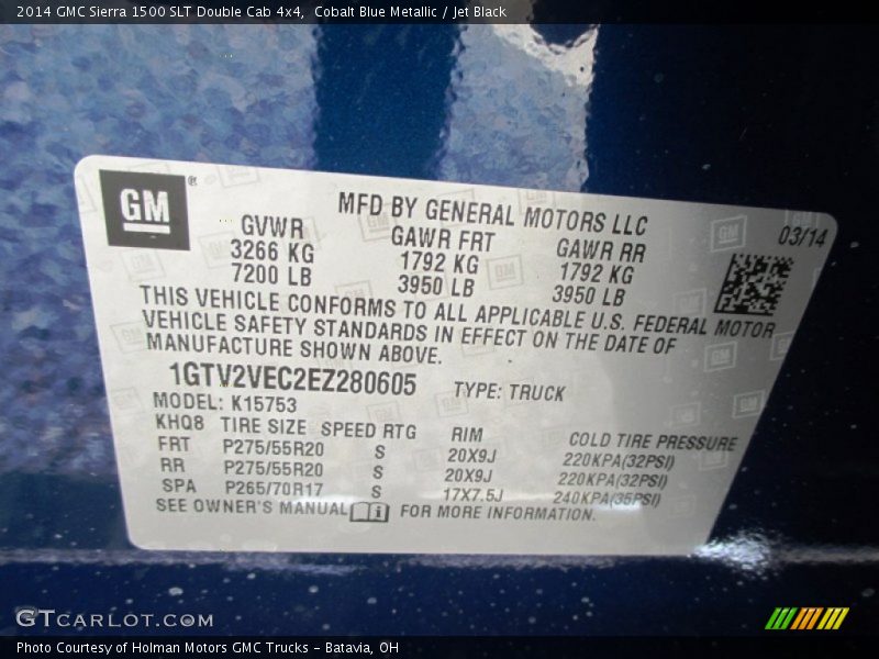 Cobalt Blue Metallic / Jet Black 2014 GMC Sierra 1500 SLT Double Cab 4x4