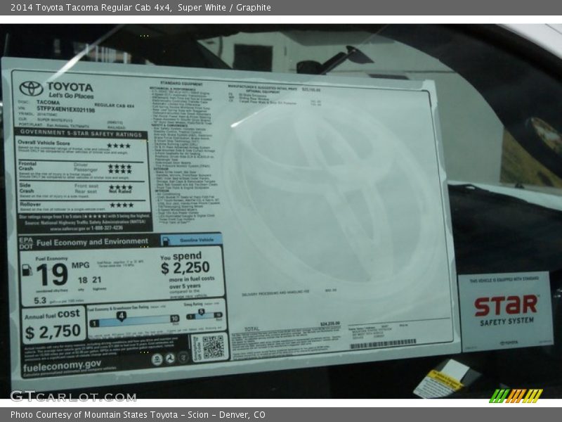 Super White / Graphite 2014 Toyota Tacoma Regular Cab 4x4