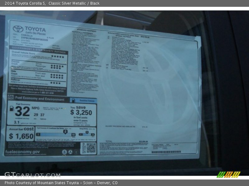 Classic Silver Metallic / Black 2014 Toyota Corolla S