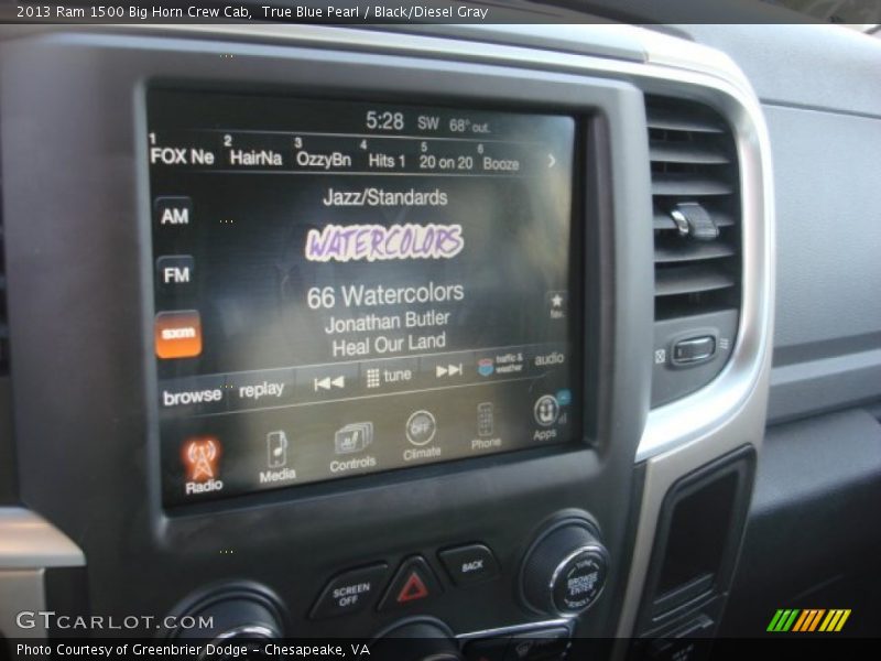 True Blue Pearl / Black/Diesel Gray 2013 Ram 1500 Big Horn Crew Cab