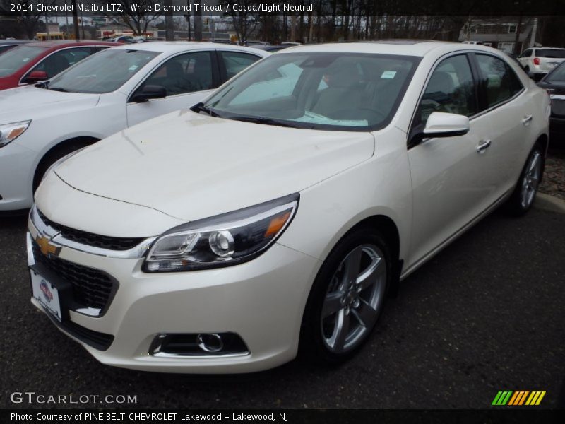 White Diamond Tricoat / Cocoa/Light Neutral 2014 Chevrolet Malibu LTZ