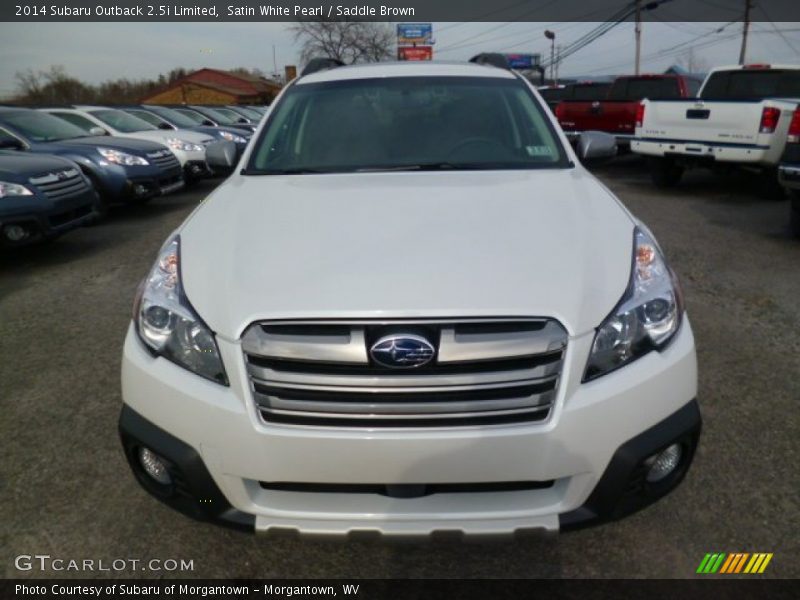 Satin White Pearl / Saddle Brown 2014 Subaru Outback 2.5i Limited