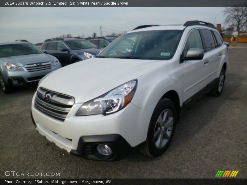 Satin White Pearl / Saddle Brown 2014 Subaru Outback 2.5i Limited