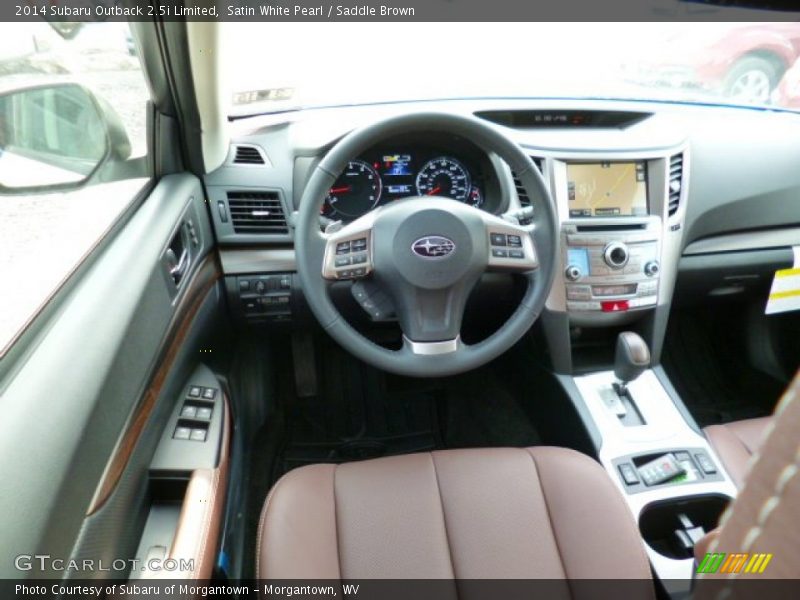 Satin White Pearl / Saddle Brown 2014 Subaru Outback 2.5i Limited
