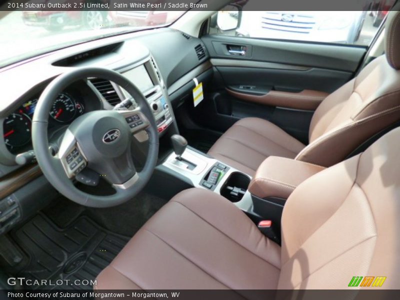 Satin White Pearl / Saddle Brown 2014 Subaru Outback 2.5i Limited