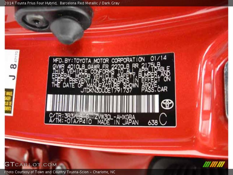 Barcelona Red Metallic / Dark Gray 2014 Toyota Prius Four Hybrid