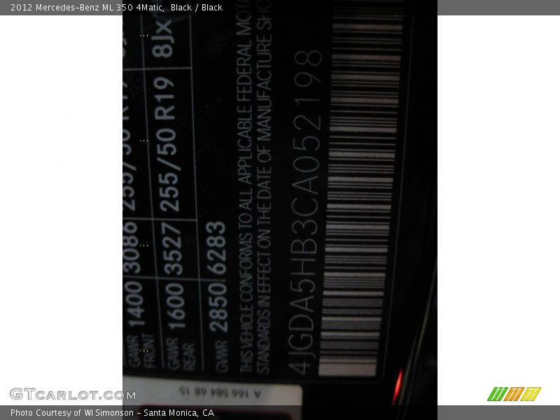 Black / Black 2012 Mercedes-Benz ML 350 4Matic