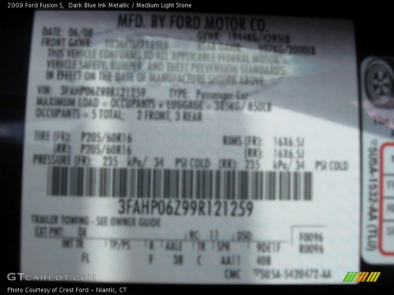Dark Blue Ink Metallic / Medium Light Stone 2009 Ford Fusion S