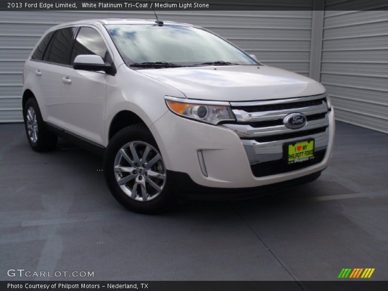White Platinum Tri-Coat / Medium Light Stone 2013 Ford Edge Limited