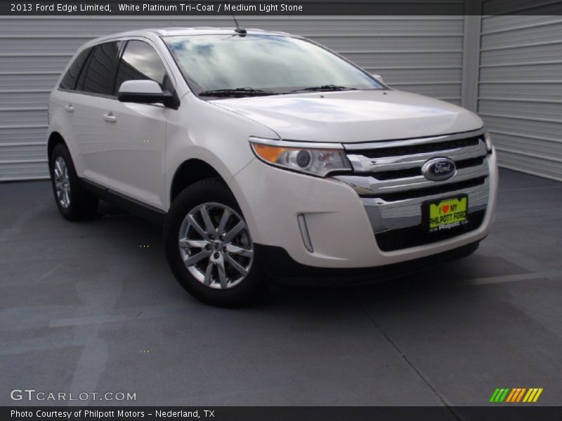 White Platinum Tri-Coat / Medium Light Stone 2013 Ford Edge Limited