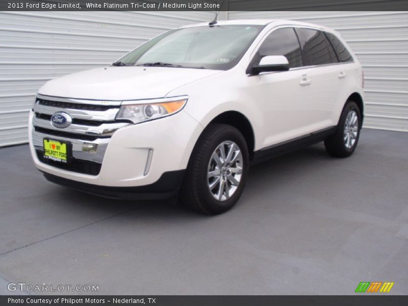 White Platinum Tri-Coat / Medium Light Stone 2013 Ford Edge Limited