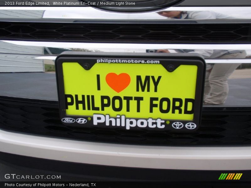 White Platinum Tri-Coat / Medium Light Stone 2013 Ford Edge Limited