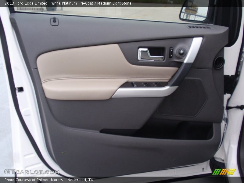 White Platinum Tri-Coat / Medium Light Stone 2013 Ford Edge Limited