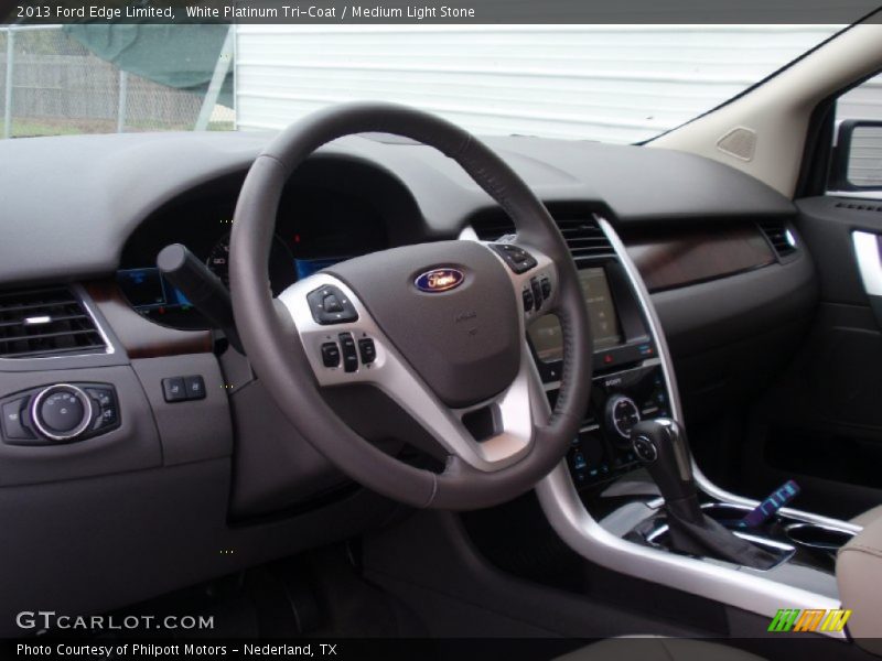 White Platinum Tri-Coat / Medium Light Stone 2013 Ford Edge Limited
