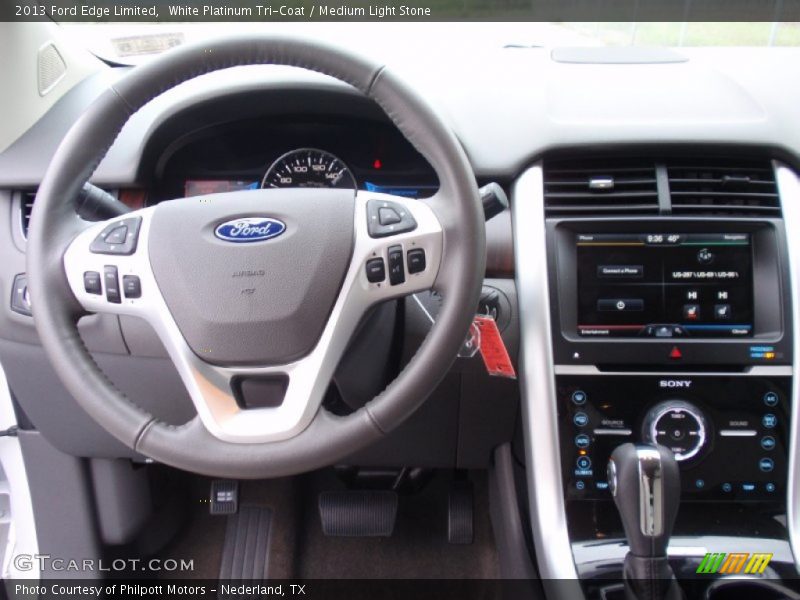White Platinum Tri-Coat / Medium Light Stone 2013 Ford Edge Limited