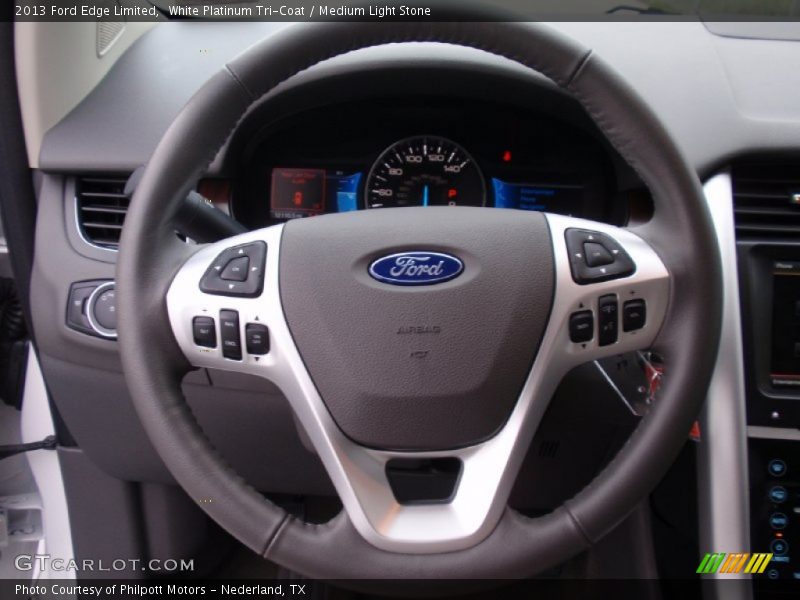 White Platinum Tri-Coat / Medium Light Stone 2013 Ford Edge Limited