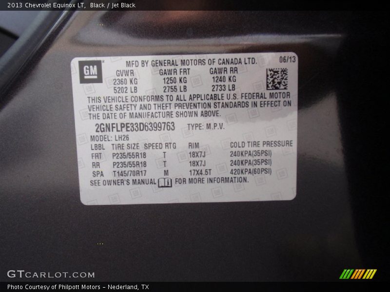 Black / Jet Black 2013 Chevrolet Equinox LT