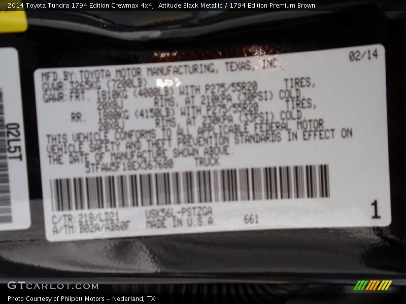 Attitude Black Metallic / 1794 Edition Premium Brown 2014 Toyota Tundra 1794 Edition Crewmax 4x4