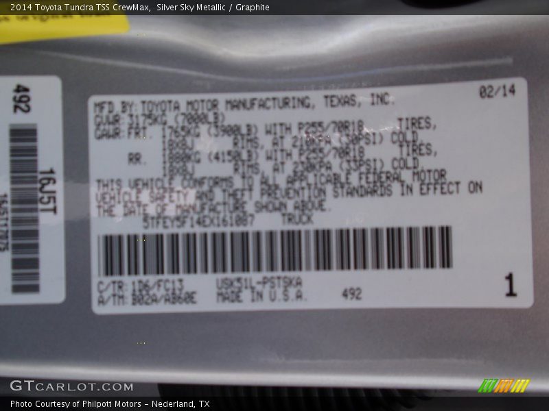 Silver Sky Metallic / Graphite 2014 Toyota Tundra TSS CrewMax