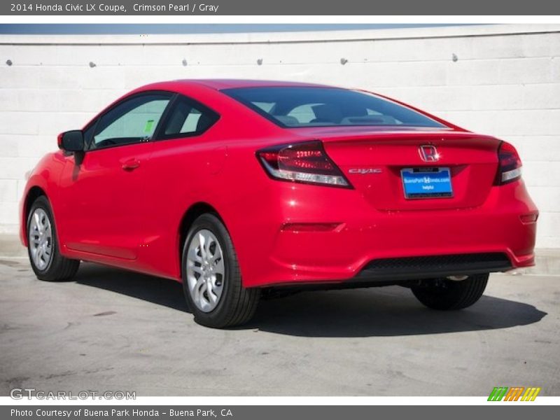 Crimson Pearl / Gray 2014 Honda Civic LX Coupe