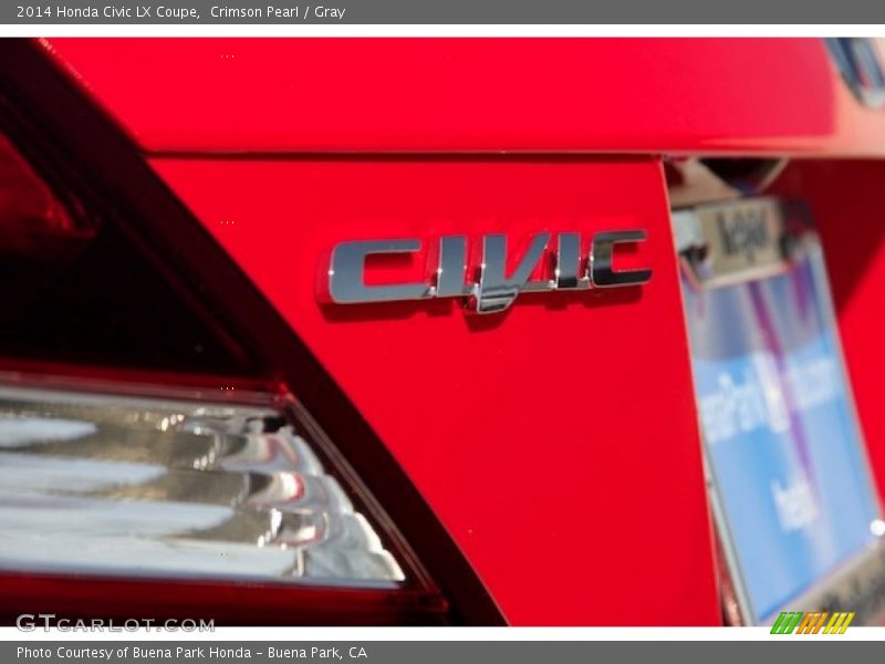 Crimson Pearl / Gray 2014 Honda Civic LX Coupe