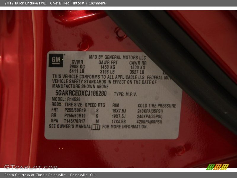 Crystal Red Tintcoat / Cashmere 2012 Buick Enclave FWD