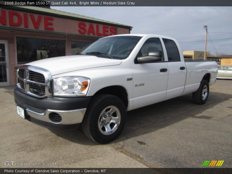 Bright White / Medium Slate Gray 2008 Dodge Ram 1500 ST Quad Cab 4x4