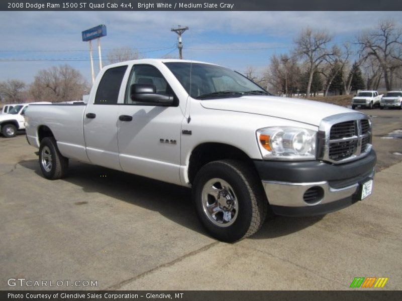 Bright White / Medium Slate Gray 2008 Dodge Ram 1500 ST Quad Cab 4x4
