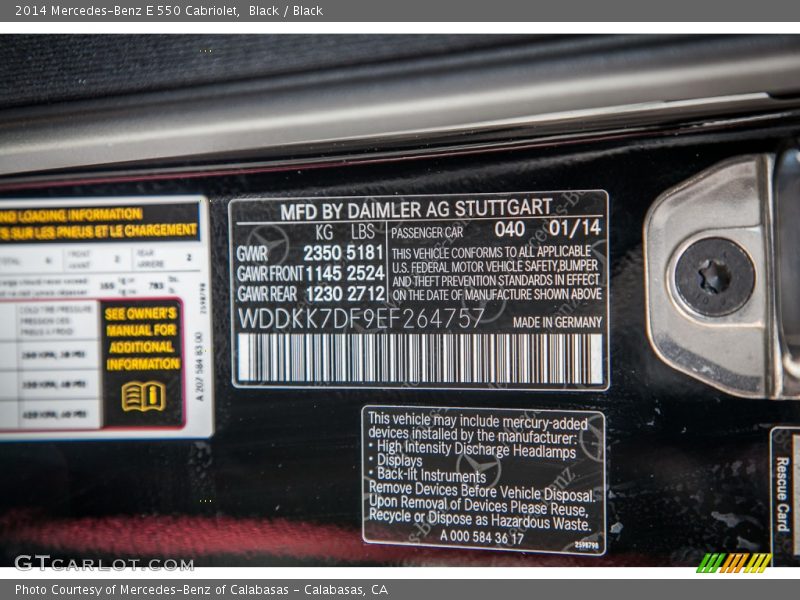 Black / Black 2014 Mercedes-Benz E 550 Cabriolet