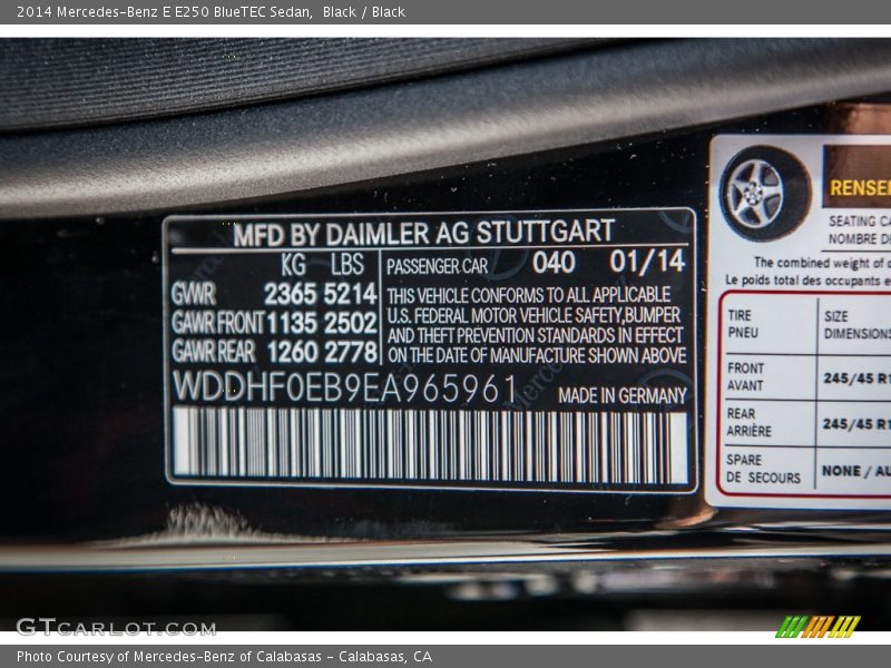 Black / Black 2014 Mercedes-Benz E E250 BlueTEC Sedan