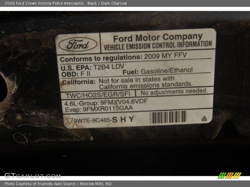 Black / Dark Charcoal 2009 Ford Crown Victoria Police Interceptor