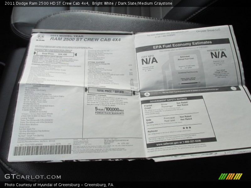 Bright White / Dark Slate/Medium Graystone 2011 Dodge Ram 2500 HD ST Crew Cab 4x4