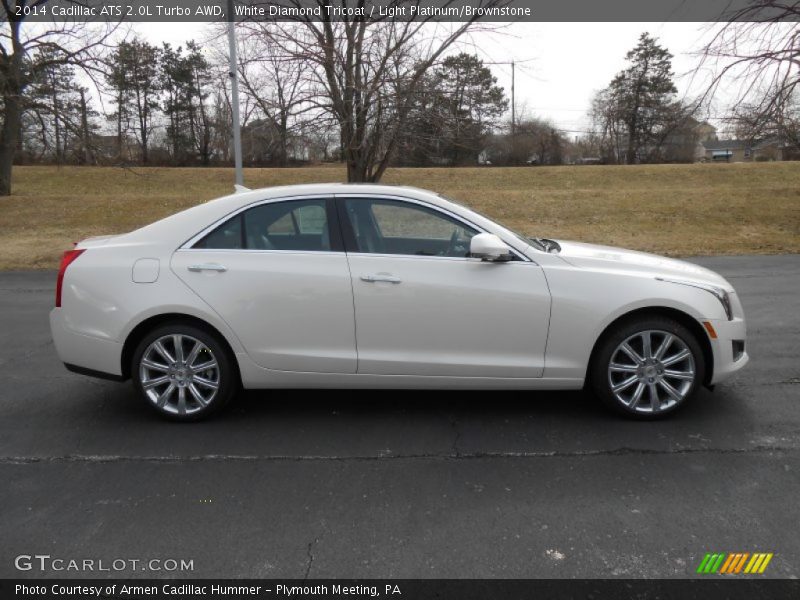 White Diamond Tricoat / Light Platinum/Brownstone 2014 Cadillac ATS 2.0L Turbo AWD