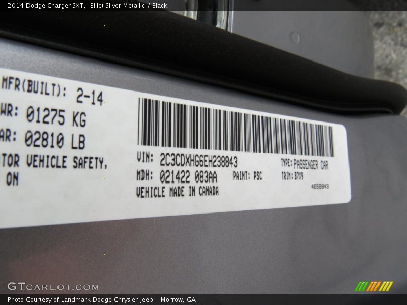 Billet Silver Metallic / Black 2014 Dodge Charger SXT