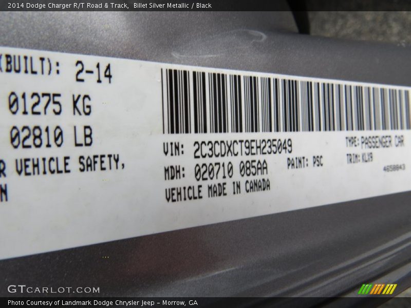 Billet Silver Metallic / Black 2014 Dodge Charger R/T Road & Track