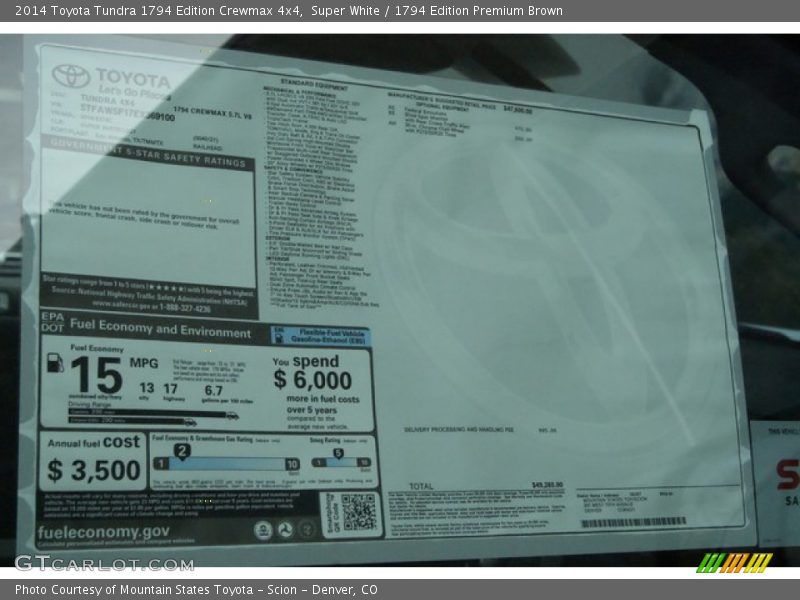 Super White / 1794 Edition Premium Brown 2014 Toyota Tundra 1794 Edition Crewmax 4x4