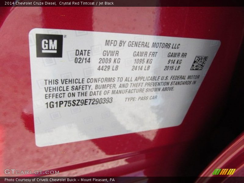 Crystal Red Tintcoat / Jet Black 2014 Chevrolet Cruze Diesel