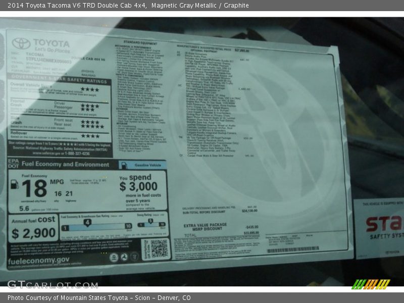 Magnetic Gray Metallic / Graphite 2014 Toyota Tacoma V6 TRD Double Cab 4x4