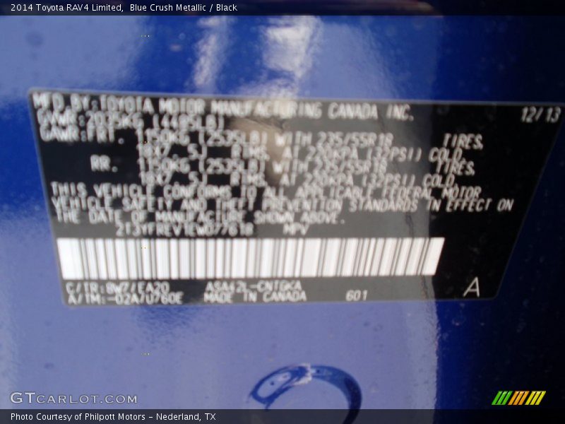 Blue Crush Metallic / Black 2014 Toyota RAV4 Limited