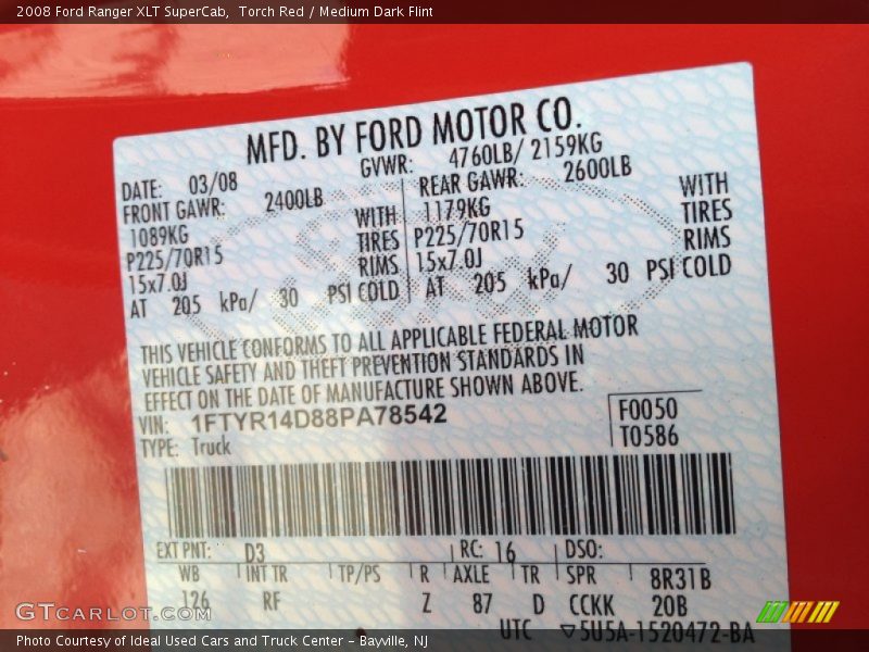 Torch Red / Medium Dark Flint 2008 Ford Ranger XLT SuperCab
