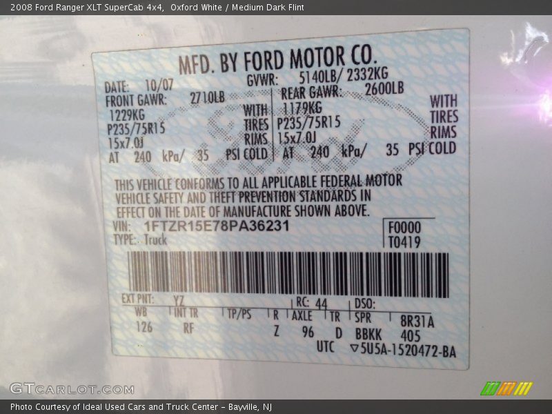 Oxford White / Medium Dark Flint 2008 Ford Ranger XLT SuperCab 4x4