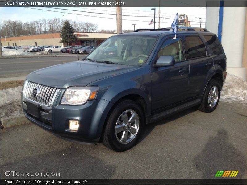 Steel Blue Metallic / Stone 2011 Mercury Mariner Premier V6 AWD