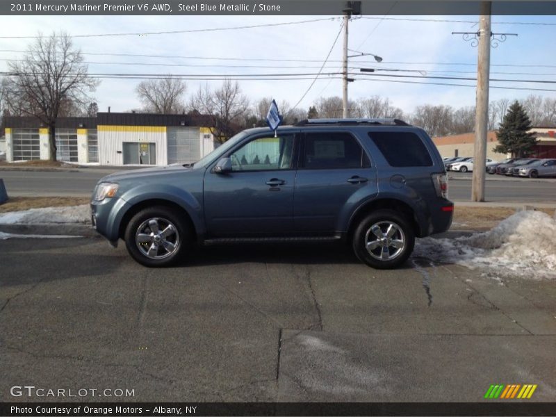 Steel Blue Metallic / Stone 2011 Mercury Mariner Premier V6 AWD
