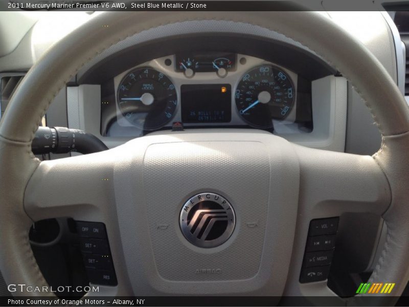 Steel Blue Metallic / Stone 2011 Mercury Mariner Premier V6 AWD