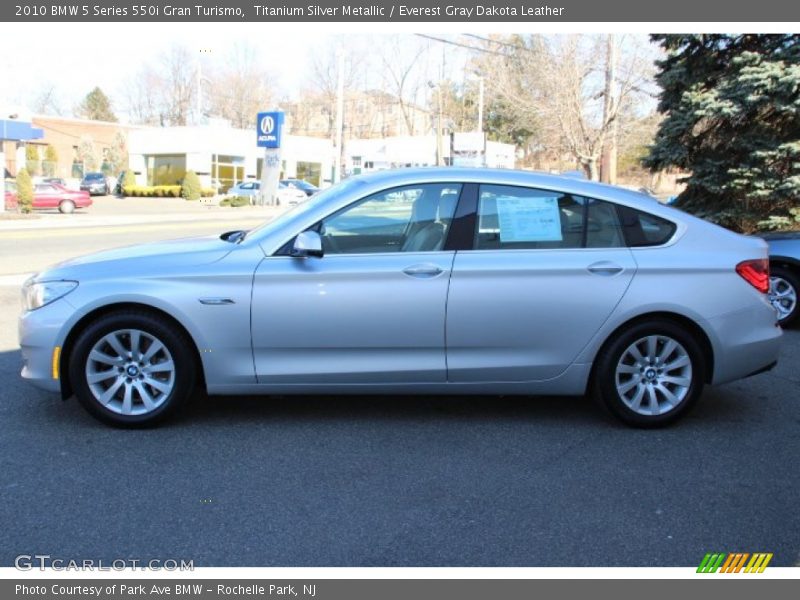 Titanium Silver Metallic / Everest Gray Dakota Leather 2010 BMW 5 Series 550i Gran Turismo