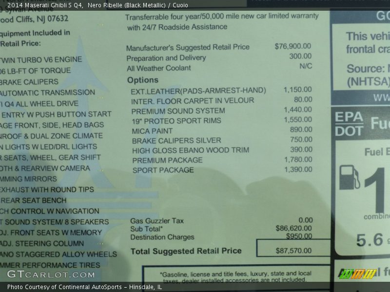 Nero Ribelle (Black Metallic) / Cuoio 2014 Maserati Ghibli S Q4
